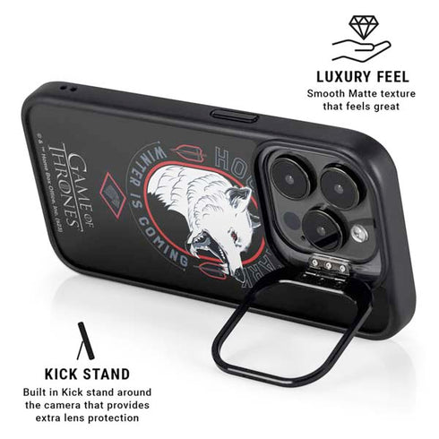 Game of Thrones: House Stark Direwolf iPhone 15 Pro Kickstand Case